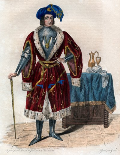 Porträtt av John of Orleans, greve av Dunois (Bastard of Orleans) (1402-1468). av French School
