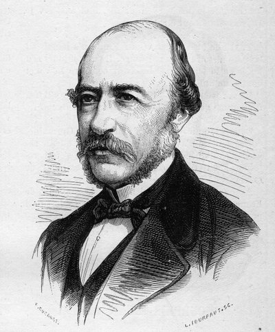 Porträtt av Joseph Autran (1813-1877), fransk poet. Gravyr i "" Le Monde Illustré"" nr 1040 av 17 mars 1877. av French School