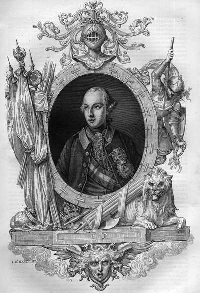 Porträtt av Josef II (1741-1790), kejsare av Österrike Gravyr i "Histoire des Papes-King-Queen-and-Empereurs a travers les centuries"" av Maurice Lachatre av French School