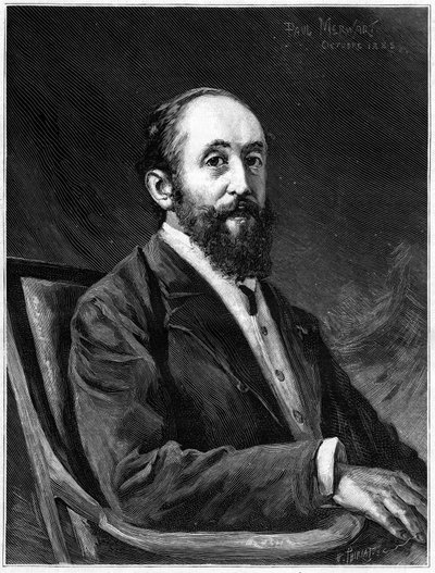 Porträtt av Jules Claretie (1840-1913), fransk romanförfattare och medlem av den franska akademin mellan 1888 och 1913, i "" The Illustrous World" av French School