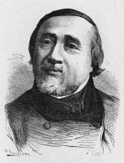Porträtt av Jules Francois Dupuis Delcourt (1802-1864) (Jules-Francois Dupuis-Delcourt), fransk aeronaut - i "Album de la Science; berömda vetenskapsmän; Stora upptäckter”””” 1896. av French School