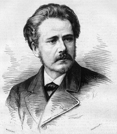 Porträtt av Jules Massenet (1842-1912), fransk kompositör. Gravyr i "" Le Monde Illustré"" nr 1047 av 5 maj 1877. av French School