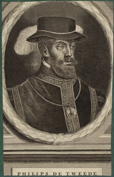 Porträtt av kung Filip II av Spanien av French School