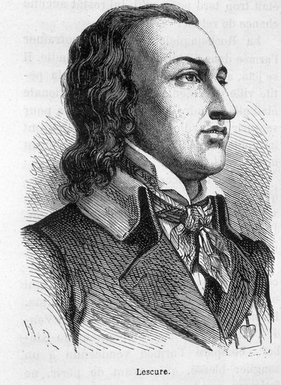 Porträtt av Lescure, Vendée-hövding (1766 - 1793) - i "" The History of France"" av Henri Martin av French School