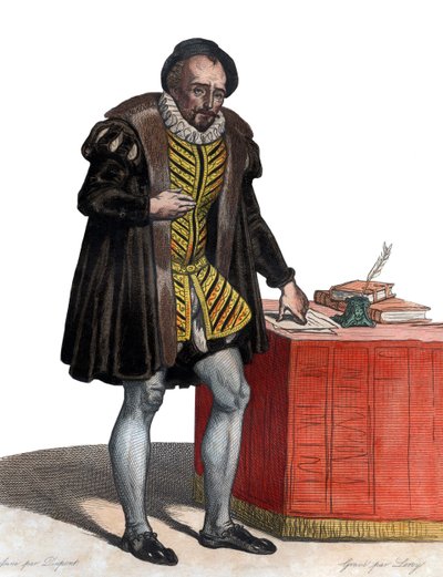 Porträtt av Lord Michel Eyquem de Montaigne (1533-1592), fransk författare. av French School