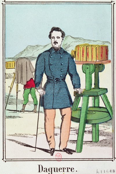 Porträtt av Louis-Jacques Daguerre (1787-1851) av French School