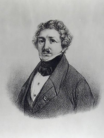 Porträtt av Louis-Jacques Daguerre (1787-1851) av French School