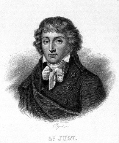 Porträtt av Louis Antoine Léon Saint - Just (1767 - 1794) - i "" Revolution francaise"" av Thiers. 1800-talet av French School