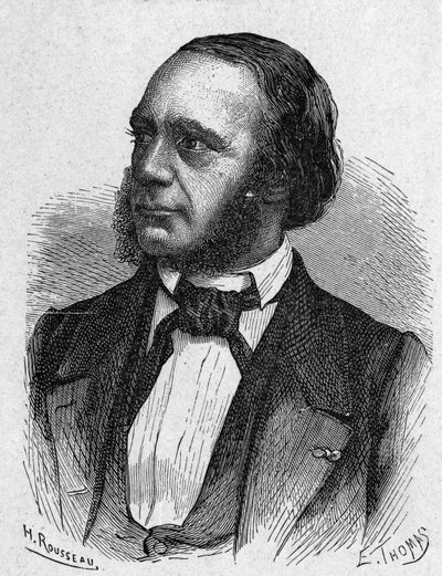 Porträtt av Louis Breguet (1804 - 1883), urmakare och uppfinnare av telegrafiapparater - i "" Album de la Science; berömda vetenskapsmän; Stora upptäckter””” 1896. av French School