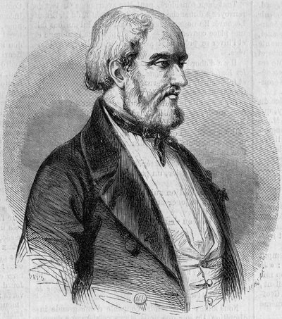 Porträtt av Louis Garneray (1783-1857), fransk sjöman, målare och marinhistoriker. Gravyr i "" Le Monde Illustré"" nr 26 den 10 oktober av French School