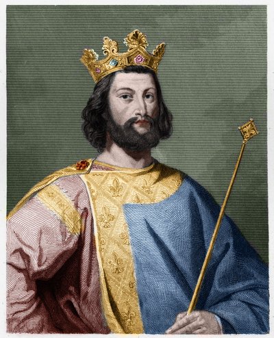 Porträtt av Ludvig VII den unge (1120 - 1180), kung av Frankrike - i "Histoire des Francais"" av Lavallee, gravyr, sd. av French School