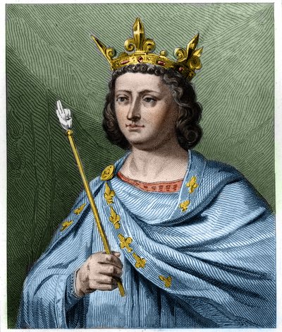 Porträtt av Louis X le Hutin (1289 - 1316), kung av Frankrike - i "Histoire des Francais"" av Lavallee, gravyr, sd. av French School