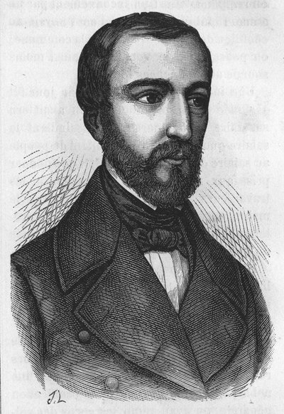 Porträtt av M. de Falloux, fransk politiker (1811 - 1886). Gravyr från L