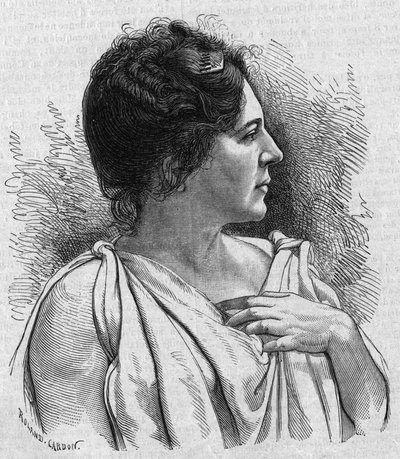 Porträtt av Madame Agar (Marie Leonide Charvin, dit) (1836-1891), fransk komiker. Gravyr i "La gazette du dimanche"" av den 21 november 1895. av French School
