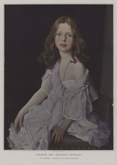 Porträtt av Mademoiselle Daniela Grunelius (litho i färg) av French School
