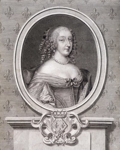 Porträtt av Mademoiselle de Montpensier kallad "Grande Mademoiselle" av French School