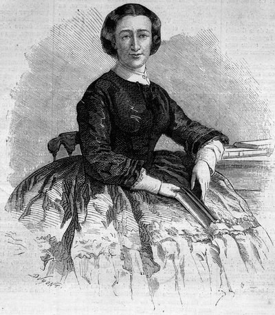 Porträtt av Maria Francisca de Sales (1825-1860), hertiginna av Alba och syster till den franska imponen Eugenie de Montijo. Gravyr i "" Le Monde Illustré"" nr 180 av 22 september 1860. av French School