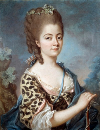 Porträtt av Marie Aurora av Sachsen (1748-1821) mormor till författaren George Sand Målning av den franska skolan på 1700-talet. av French School
