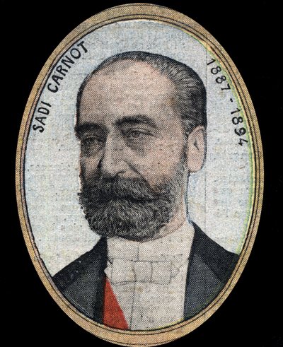 Porträtt av Marie Francois Sadi Carnot (1837-1894), Frankrikes president. av French School