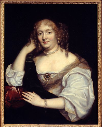 Porträtt av Marie de Rabutin-Chantal (Rabutin Chantal), markisin av Sevigne känd som Madame de Sevigne (1626-1696), bokstäverkvinna Målning av den franska skolan. 1600-talets sön. 0,81 x 0,65 m av French School