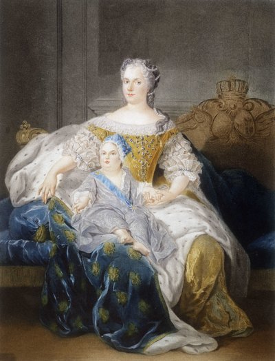 Porträtt av Mary Leszczynska och delfinen av French School