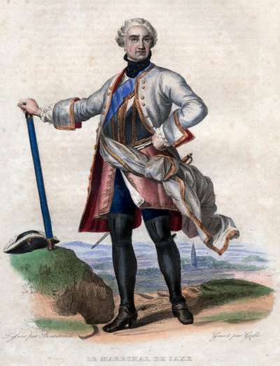 Porträtt av Maurice de Saxe (1696-1750), tysk militär i fransk tjänst och Frankrikes generalmarskalk. av French School