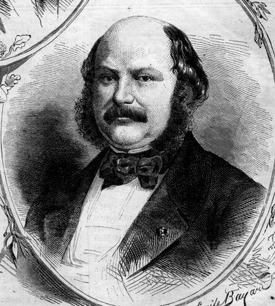 Porträtt av Maximilian Jules Marcus Koenigswarter (1817-1878), fransk bankir och politiker. Gravyr i "" Le Monde Illustré"" nr 262 av 19 april 1862. av French School