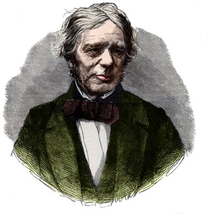 Porträtt av Michael Faraday (1791-1867), engelsk kemist och fysiker. av French School