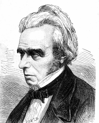 Porträtt av Michel Faraday (1791 - 1867), brittisk fysiker och kemist - i "" Album of Science; berömda vetenskapsmän; Stora upptäckter””” 1896. av French School