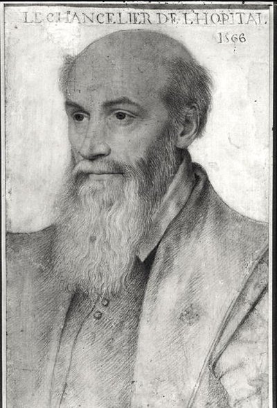 Porträtt av Michel de LHospital (ca 1504-73) 1566 av French School