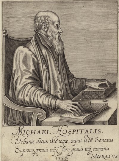 Porträtt av Michel de lHopital av French School