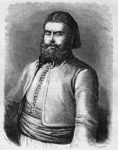 Porträtt av Mohammed Said (1822-1863), vice kung (Pasha) av Egypten under det osmanska riket. Gravyr i "" Le Monde Illustré"" nr 303 av 31 januari av French School