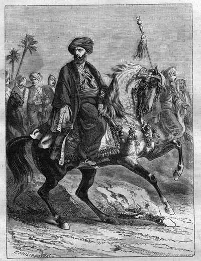 Porträtt av Mourad Bey (1750-1801), Mamlukshövding - Gravyr från 1865 i "Histoire du Consulate et de l
