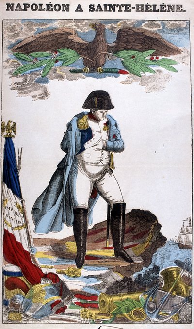 Porträtt av Napoleon Bonaparte i St. Helena. Bild på Epinal av French School