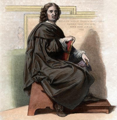 Porträtt av Nicolas Poussin (1594-1665), fransk målare. av French School