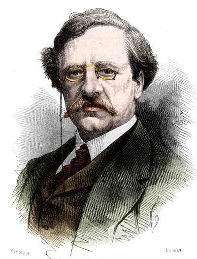 Porträtt av Nils Adolf Erik (Eric) Baron Nordenskjold (Nordenskiold) (1832-1901), svensk naturforskare och upptäcktsresande. Gravyr i "" Le Monde Illustré"" nr 1178 den 25 oktober av French School