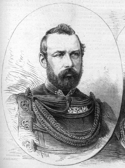 Porträtt av Oscar II (1829-1907), kung av Sverige och Norge. Gravyr i "" Le Monde Illustré"" nr 807 av 28 september 1872. av French School