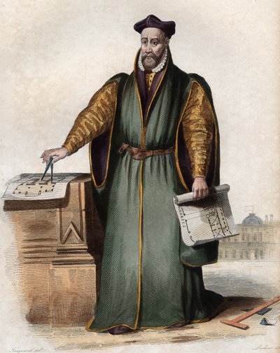 Porträtt av Philibert Delorme (De Lorme) (De lOrme) (1510-1570), fransk arkitekt. av French School
