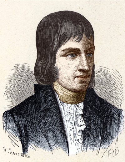 Porträtt av Philippe Lebon (1769 - 1804), fransk ingenjör och kemist (uppfinnare av gasbelysning) - i "" Album de la Science; berömda vetenskapsmän; Stora upptäckter””” 1896. av French School