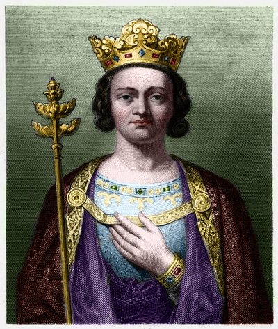 Porträtt av Philippe V den Långe (1294 - 1322), kung av Frankrike - i "" Histoire des Francais"" av Lavallee, gravyr, sd. av French School