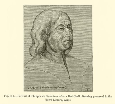 Porträtt av Philippe de Commines, efter en rödkritritning bevarad i stadsbiblioteket, Arras (gravyr) av French School