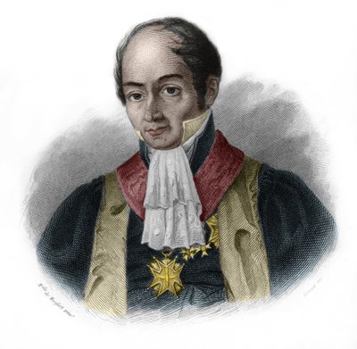 Porträtt av Pierre-Francois-Hercule (Pierre Francois Hercule), greve av Serre (1776-1824), fransk politiker. i "" LIBRE DES SPEAKERS"" av Louis de Cormenin Timon. 1842. Privat samling. av French School