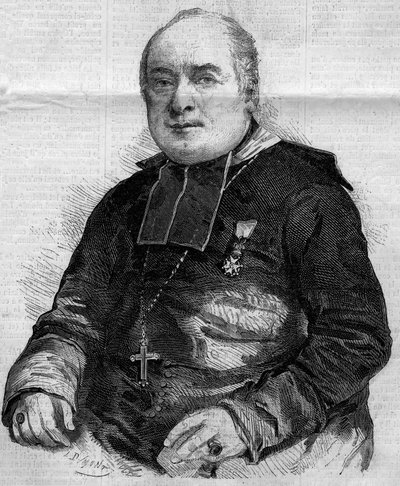 Porträtt av Pierre Louis Coeur (1805-1860), biskop av Troyes. Gravyr i "" Le Monde Illustré"" nr 184 av 20 oktober 1860. av French School