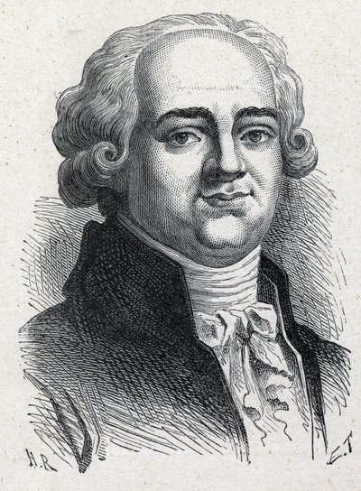 Porträtt av Pierre Louis Manuel, fransk politiker (1751-1793) deputerad av Seine vid Nationalkongressen. Gravyr från 1889. Privat samling. av French School