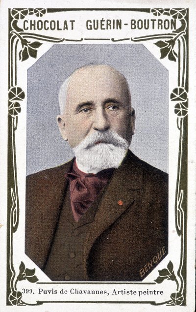 Porträtt av Pierre Puvis de Chavannes, fransk målare (1824-1898). Vinjett av choklad från Guérin - Boutron av French School