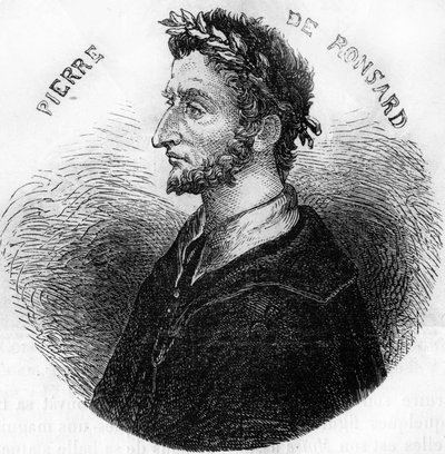 Porträtt av Pierre de Ronsard, poet (1524-1585). I ""Popular History of France"", nd. ca 1885. Gravyr. av French School