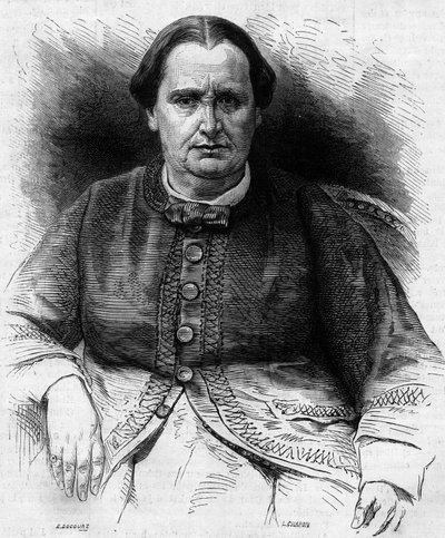 Porträtt av prinsessan Elisa Napoleone Baciocchi (1806-1869), brorsdotter till Napoleon I. Gravyr i "" Le Monde Illustré"" nr 618 av 13 februari 1869. av French School