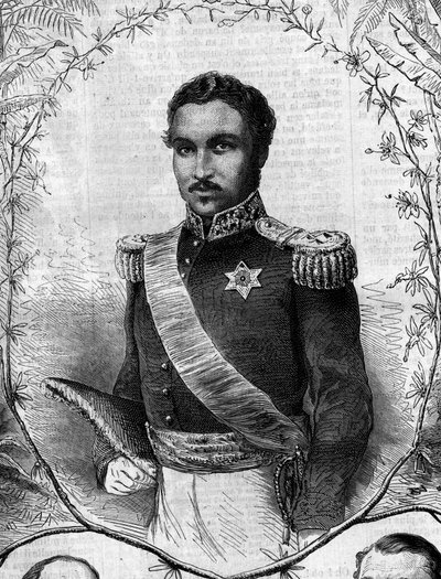 Porträtt av Radama II (1829-1863), kung av Madagaskar. Gravyr i "" Le Monde Illustré"" nr 268 av 31 maj 1862. av French School