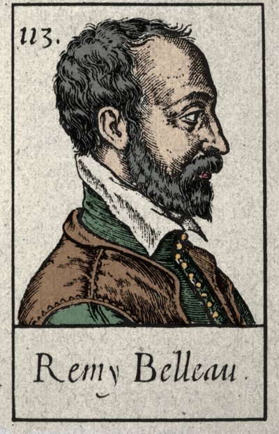 Porträtt av Remy Belleau (1528-1577), fransk poet, medlem av Pleiade-rörelsen. Gravyr från 1800-talet. av French School