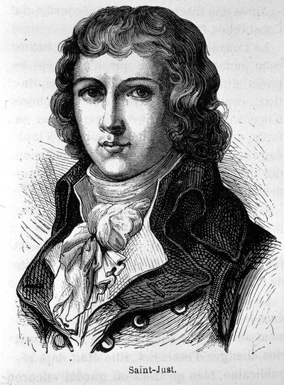 Porträtt av Saint-Just (1767 - 1794) - i "" Frankrikes historia"" av Henri Martin av French School